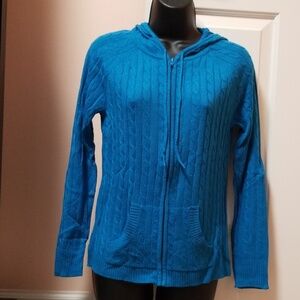 New York & Company Zip-Up Cable Knit Sweater Hoodie NWOT
